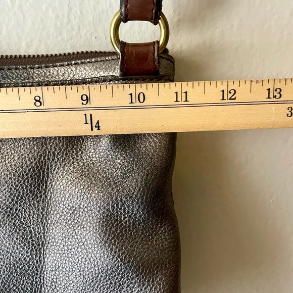Vintage Fossil Crossbody Bag Purse Leather Metallic Bronze - Picture 5 of 9